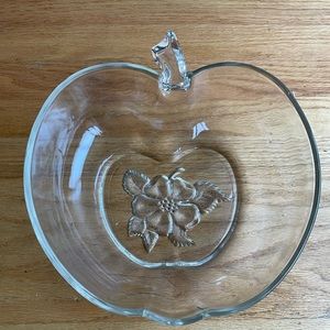 GUC Glass Apple Shaped Bowl with Floral Design
